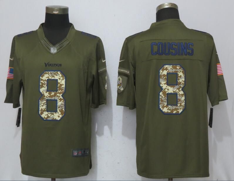 Men Minnesota Vikings #8 Cousins Green Salute To Service New Nike Limited NFL Jerseys